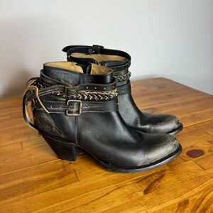 IDYLLWIND Runaway Fringe Tassel Ankle Boots Western Leather Cowgirl Size 8